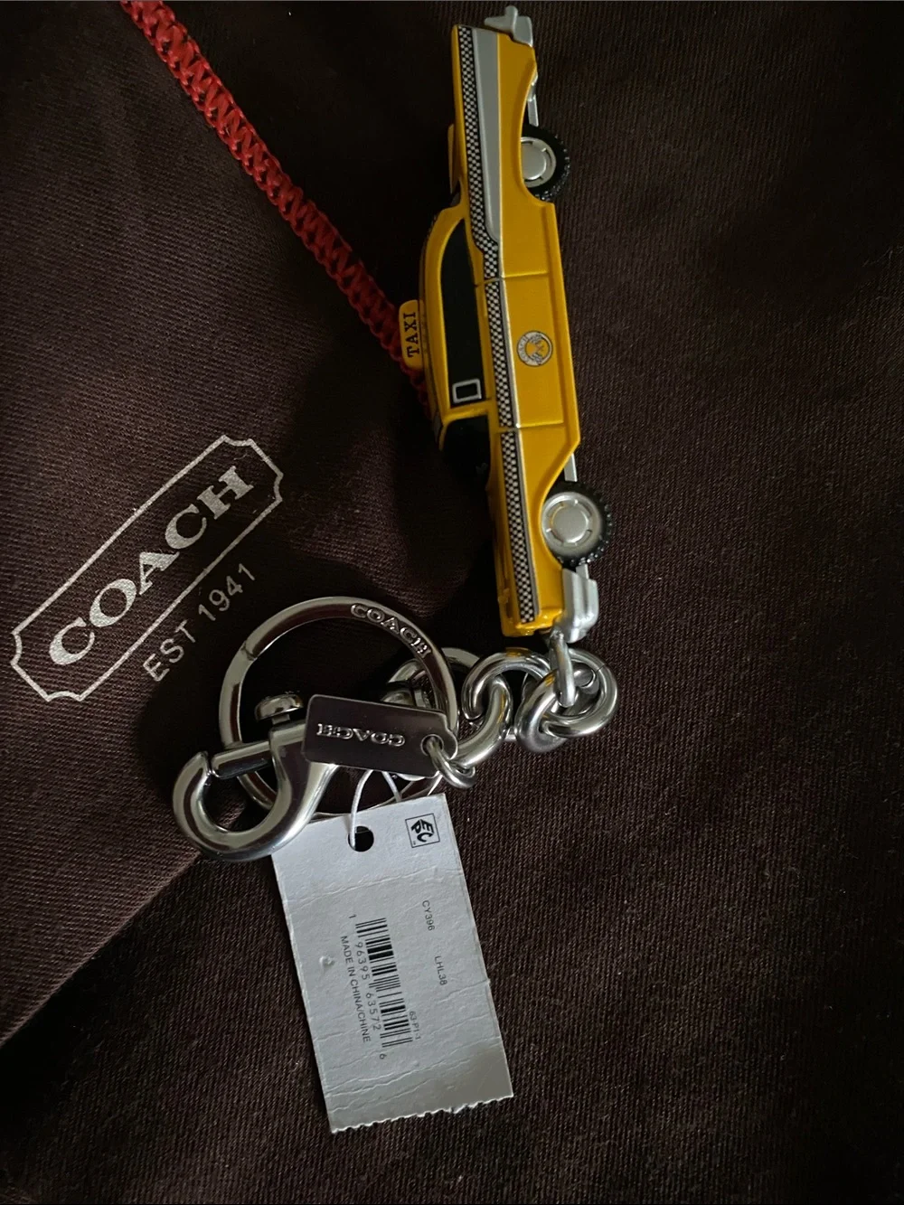 Coach Yellow Toy Car Key Charm with Silver Hardware